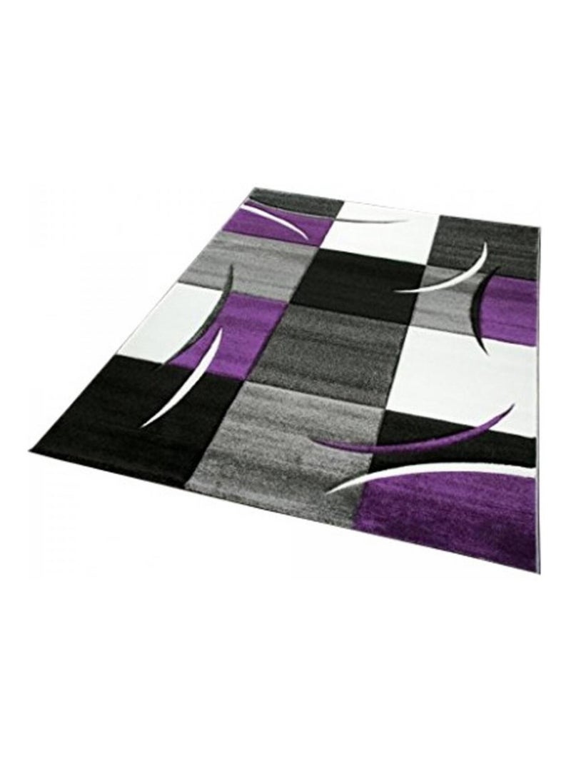 Tapis salon et chambre tissé motif damier LYN8 COMMA Violet - Kiabi