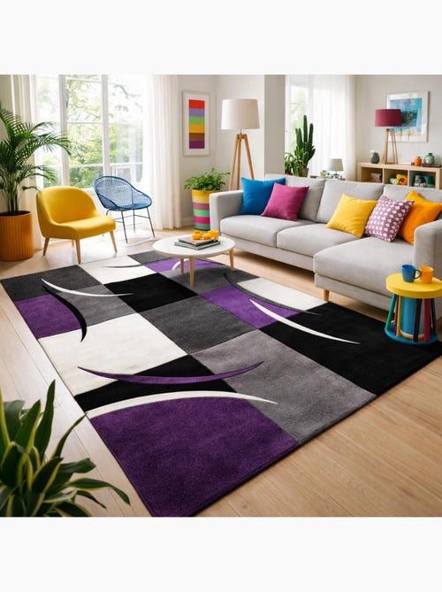 Tapis salon et chambre tissé motif damier LYN8 COMMA - Kiabi