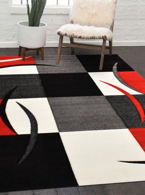 Tapis salon et chambre tissé motif damier LYN8 - Kiabi