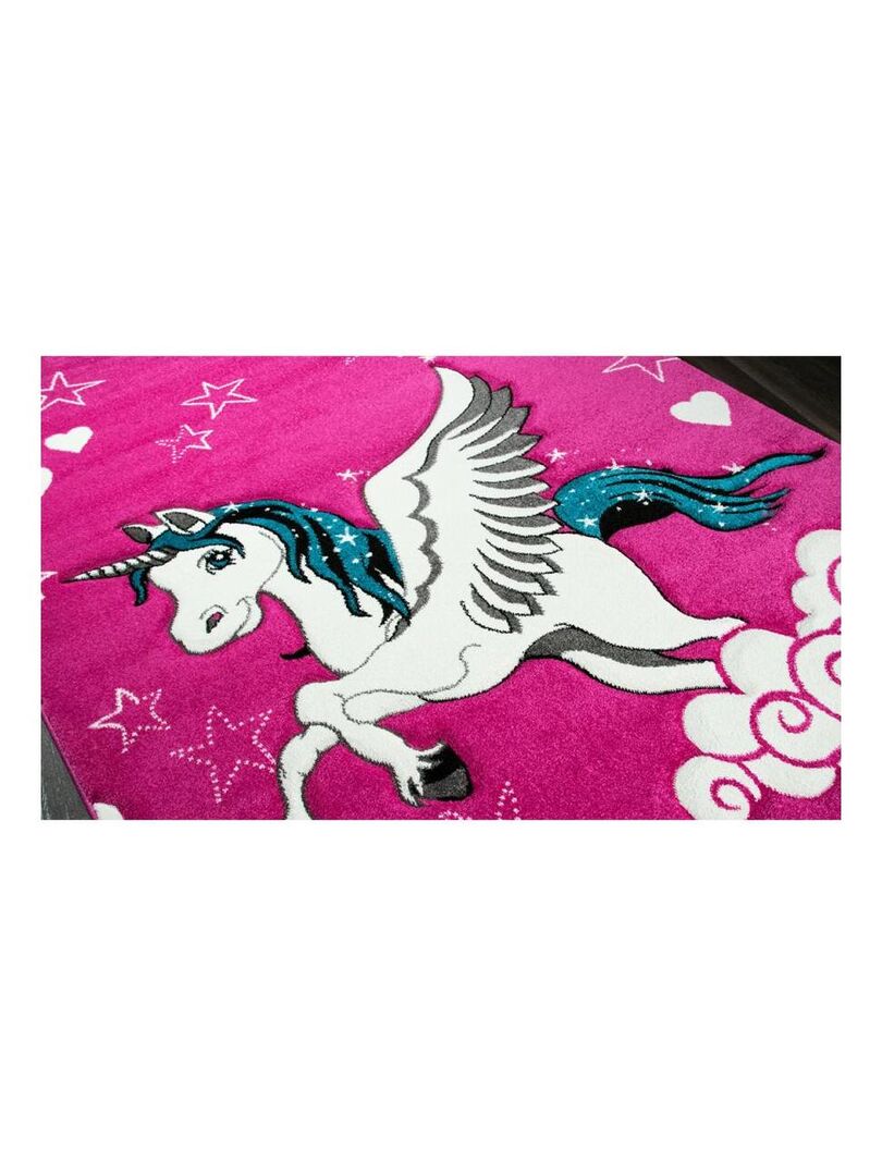 Tapis salon et chambre tiss?� motif enfant LICORNE - Rose - Kiabi - 74.99�?�
