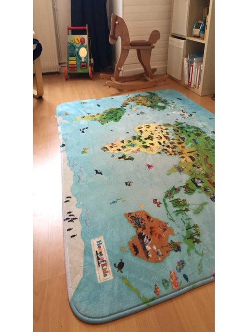Tapis salon et chambre tissé motif enfant WORLD MAP - Kiabi