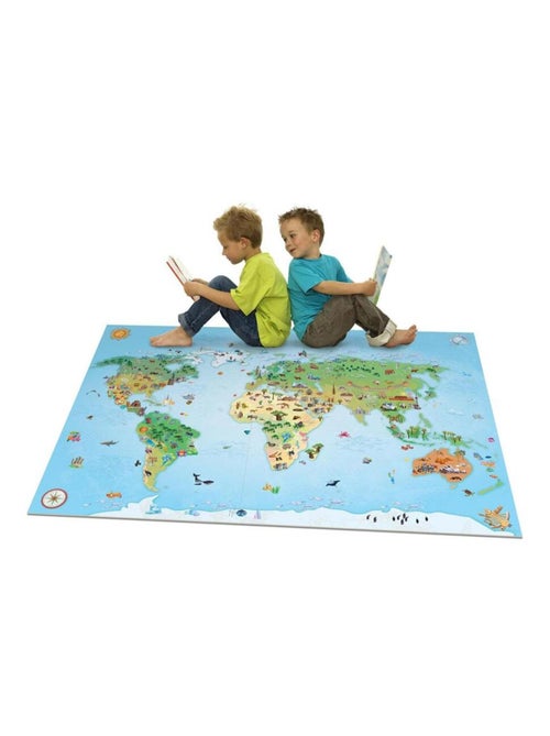 Tapis salon et chambre tissé motif enfant WORLD MAP - Kiabi
