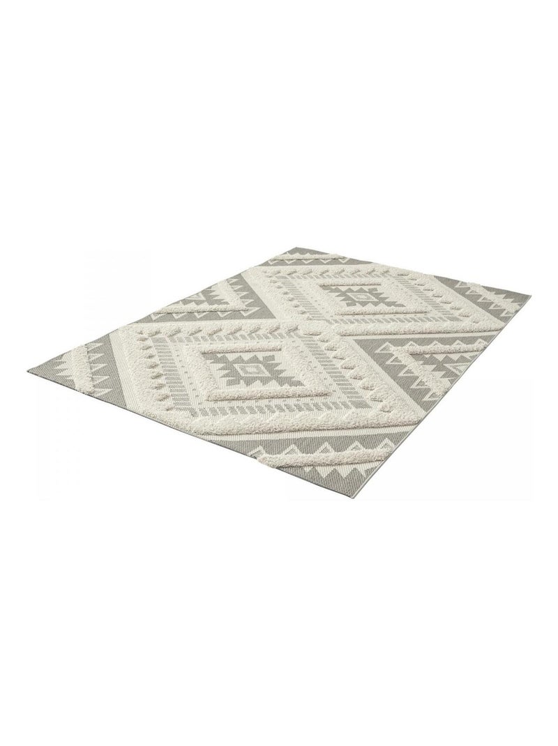 Tapis salon et chambre tissé motif ethnique BAIME Ecru - Kiabi