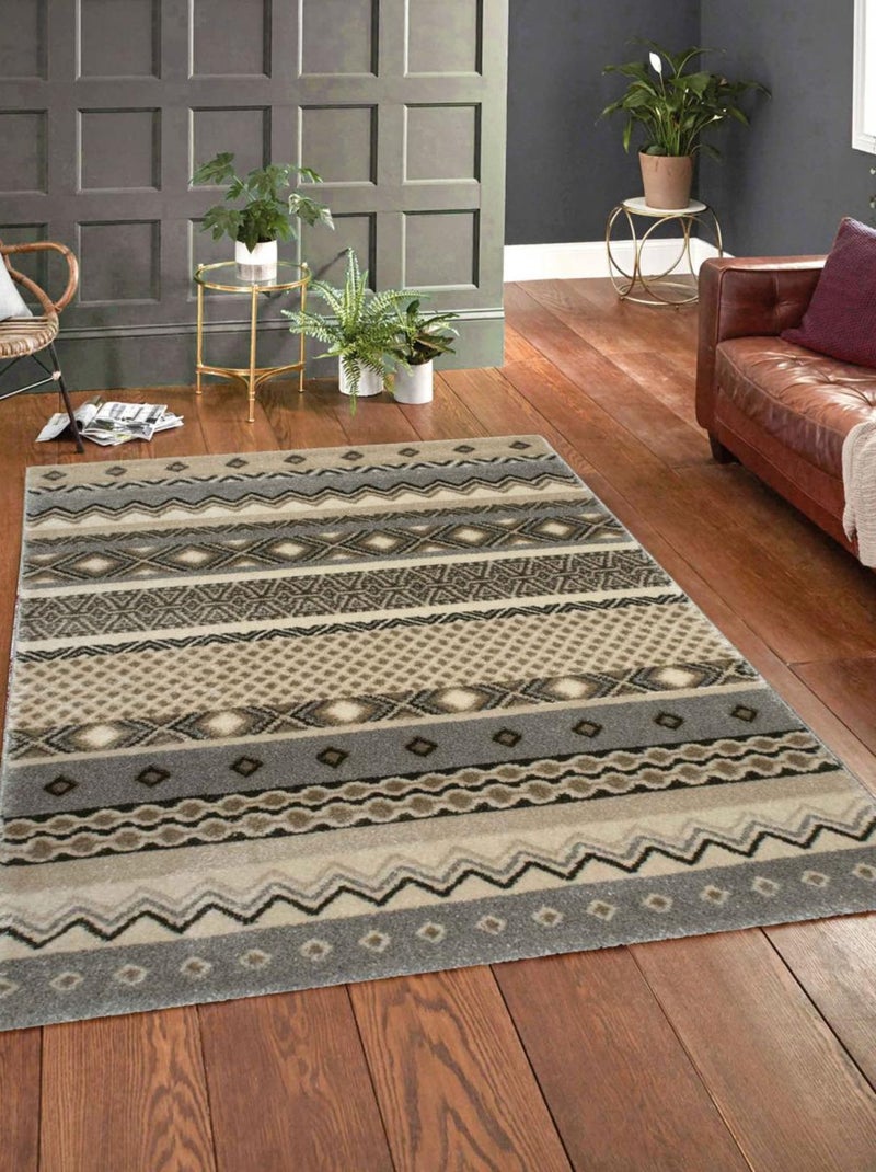 Tapis salon et chambre tissé motif ethnique CASALINE Beige - Kiabi