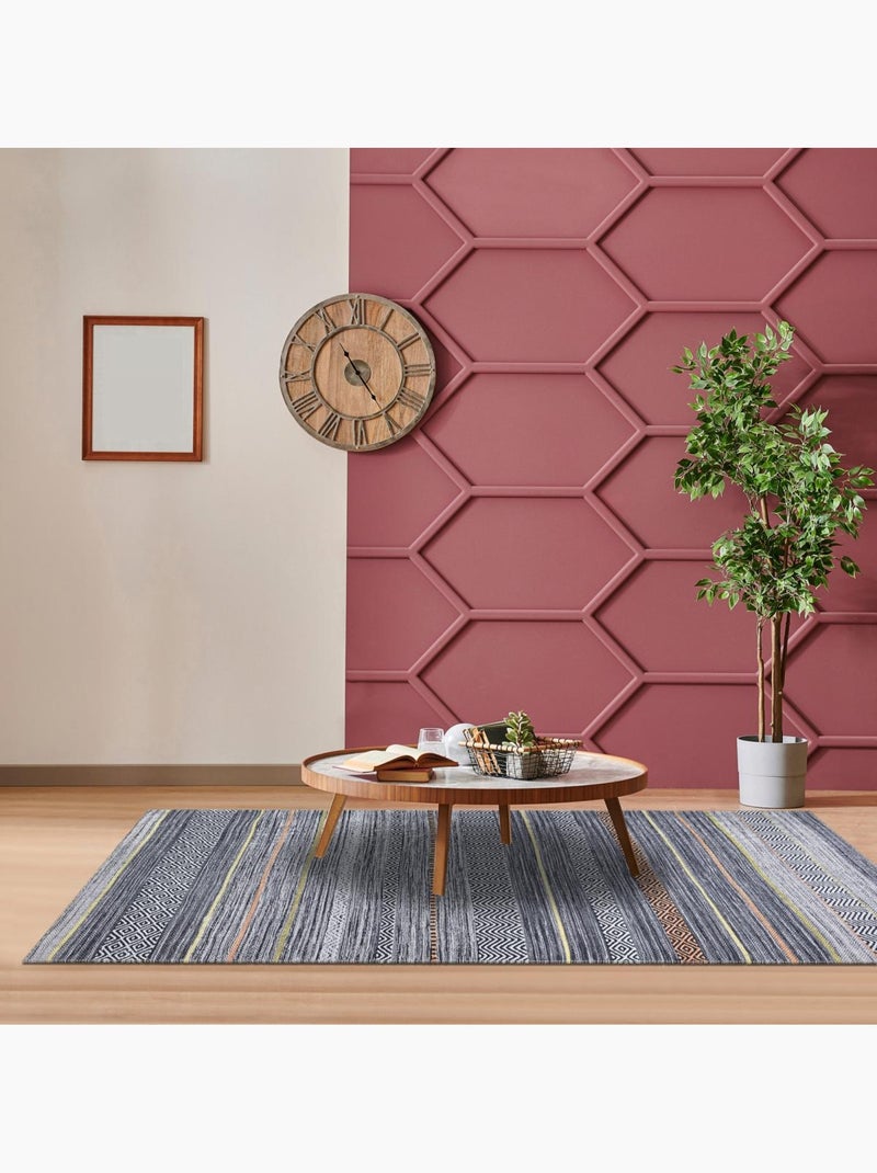 Tapis salon et chambre tissé motif ethnique NOBASTA Gris - Kiabi