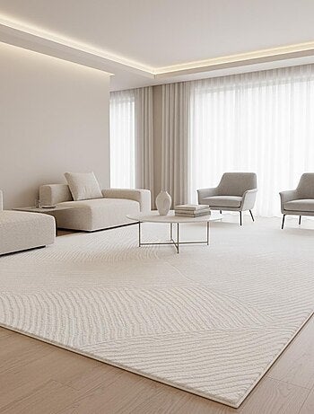 Tapis salon et chambre tissé motif faux uni DAMCIA