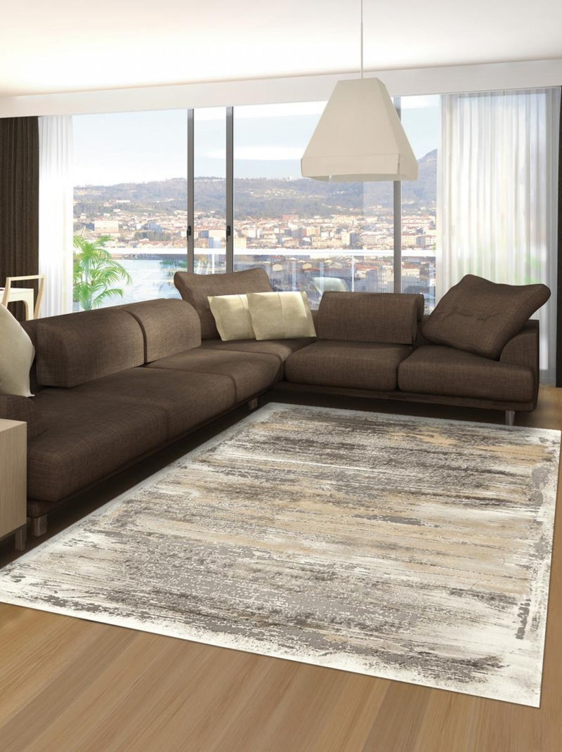 Tapis salon et chambre tissé motif faux uni GRIKA Gris - Kiabi