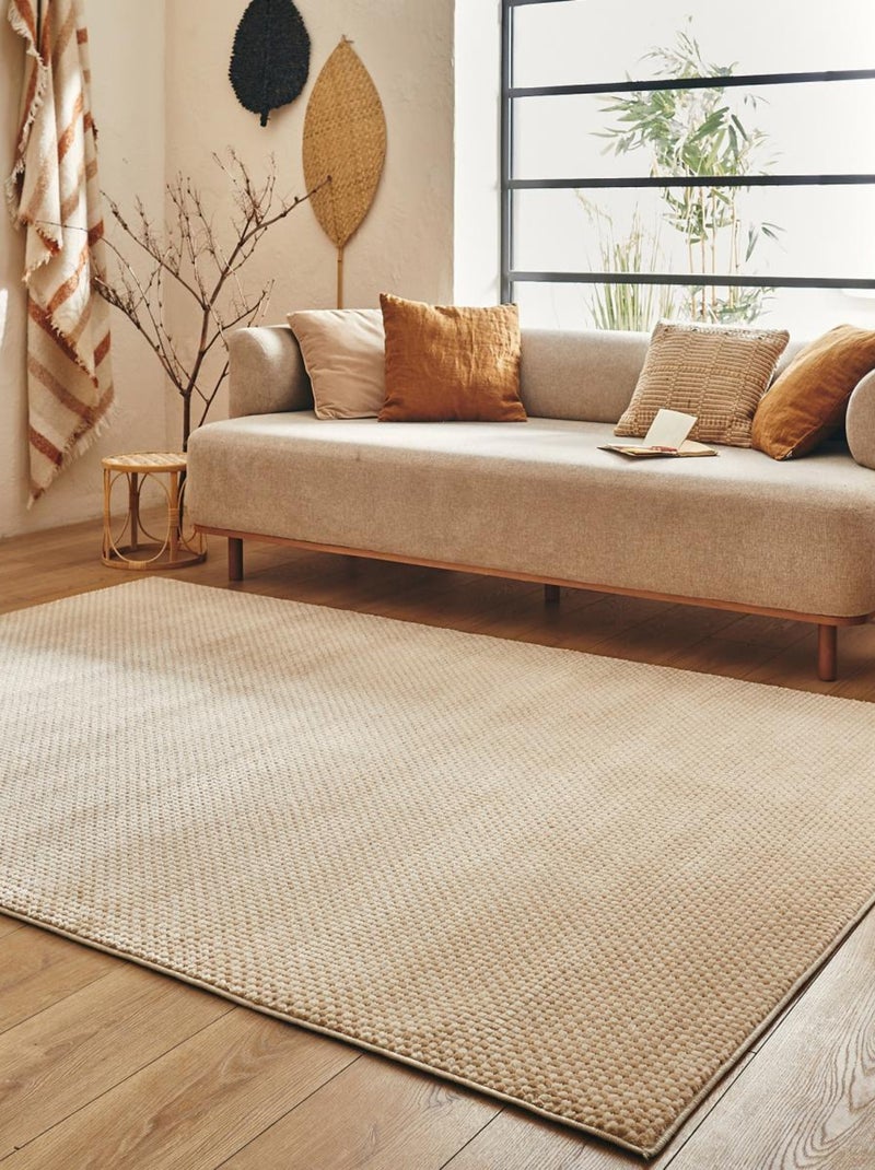 Tapis salon et chambre tissé motif faux uni LUNKIN 6 Ecru - Kiabi