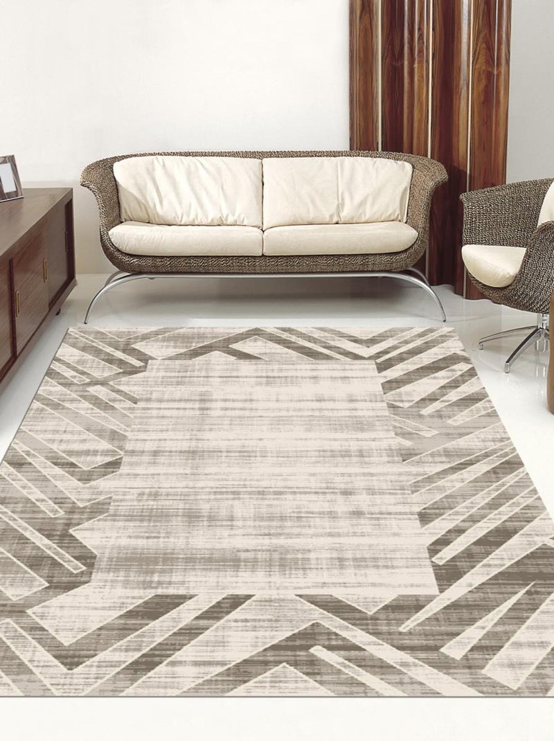 Tapis salon et chambre tissé motif faux uni LYN7 GIGA Marron - Kiabi