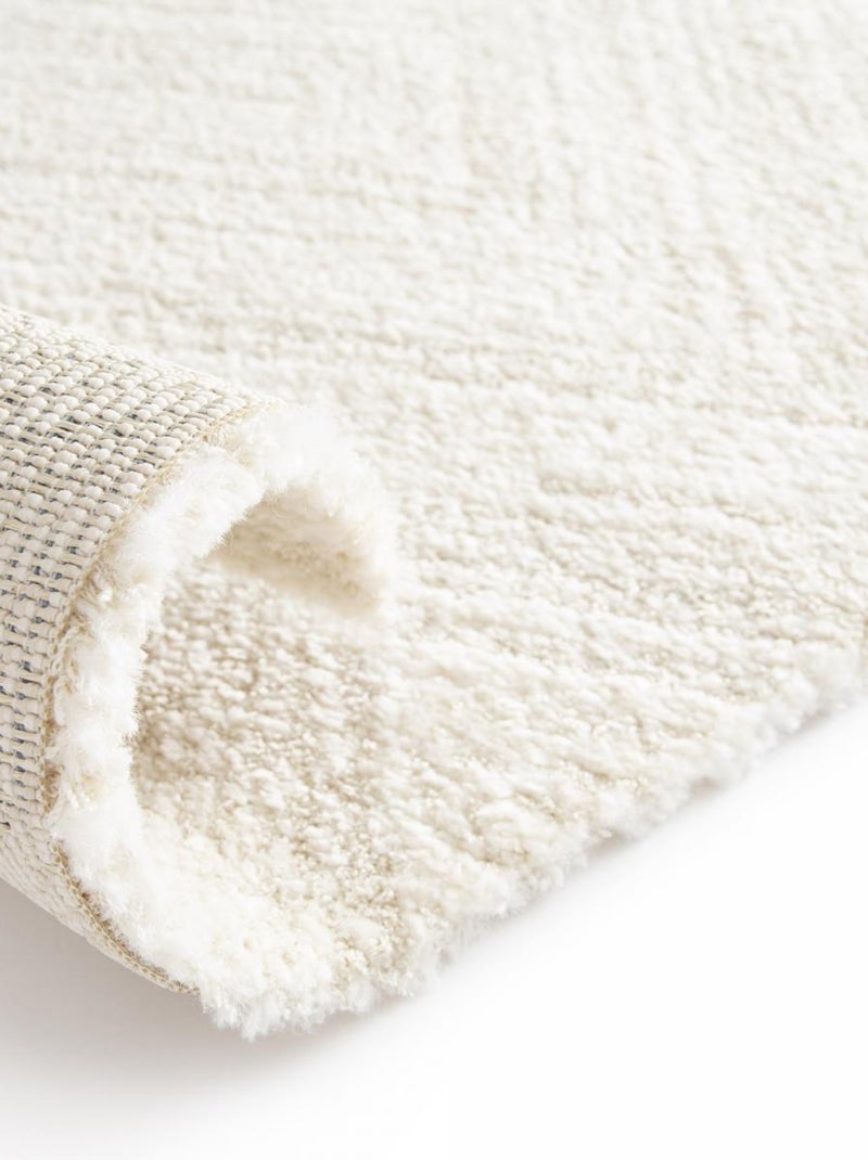 Tapis salon et chambre tissé motif faux uni NAFO 1 Blanc - Kiabi