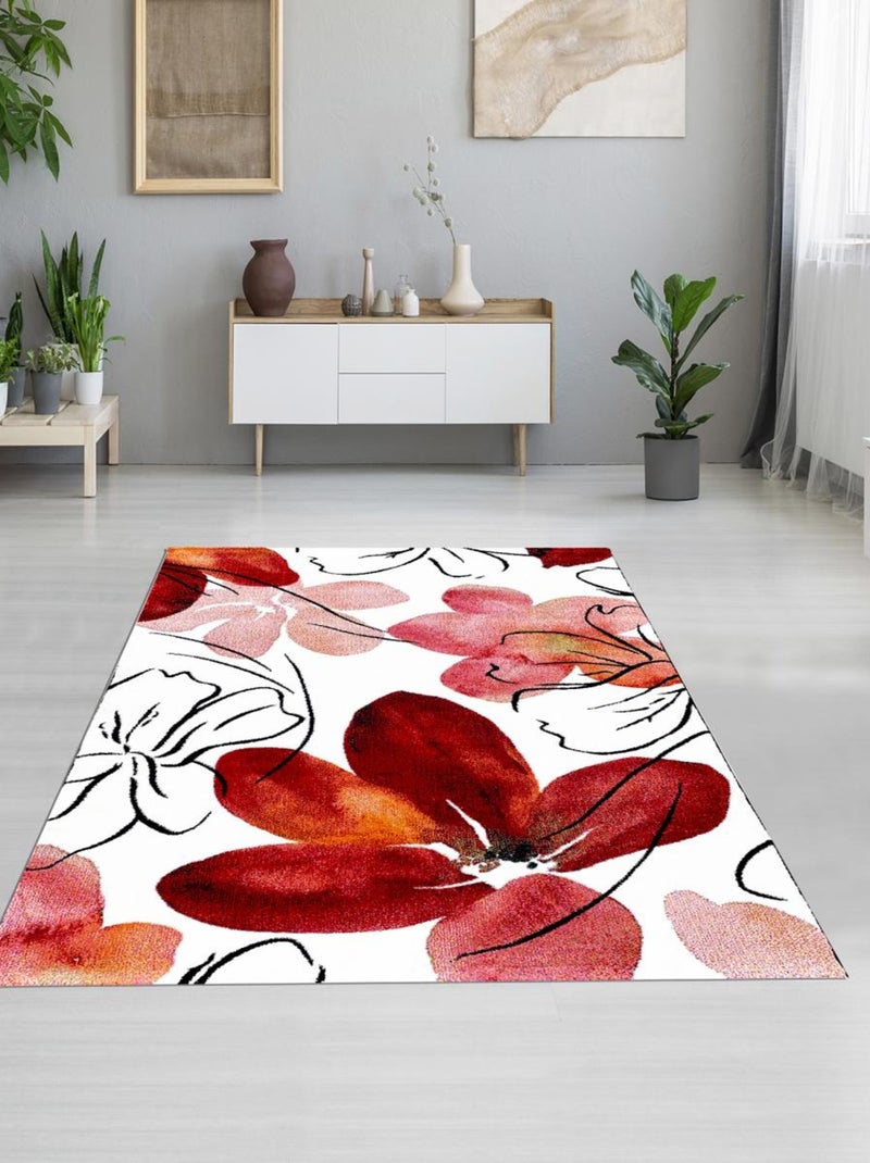 Tapis salon et chambre tissé motif floral CAREID Multicolore - Kiabi