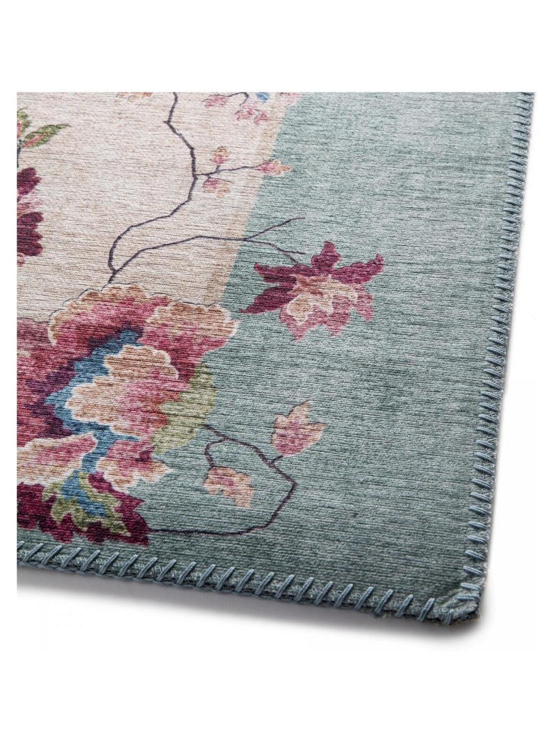 Tapis salon et chambre tissé motif floral VIVACE 7 Rose - Kiabi