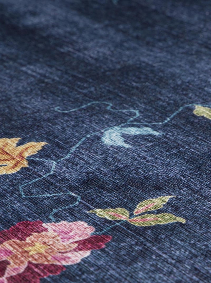 Tapis salon et chambre tissé motif floral VIVACE 8 Bleu - Kiabi