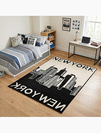 Tapis salon et chambre tissé motif fresque NEW YORK CITY