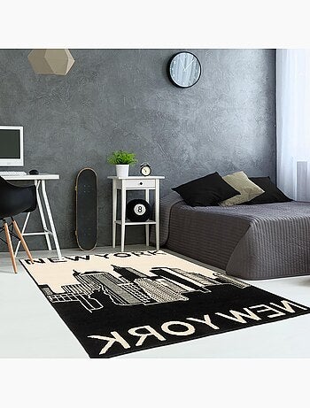 Tapis salon et chambre tissé motif fresque NEW YORK CITY