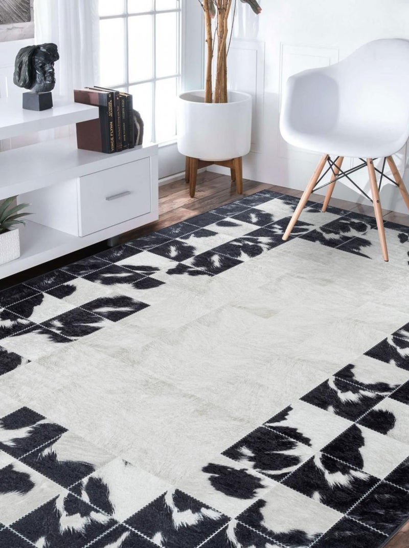 Tapis salon et chambre tissé motif fresque NOATAK Noir - Kiabi