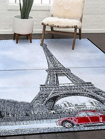 Tapis salon et chambre tissé motif fresque PARIS