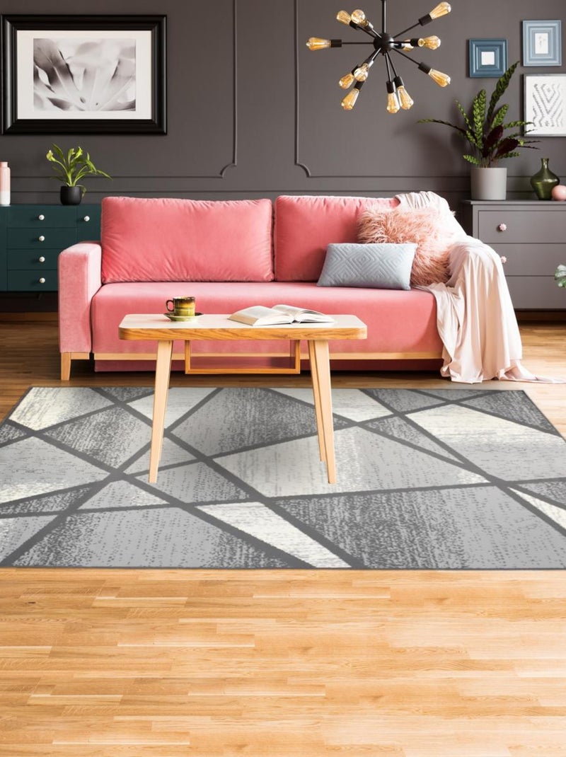 Tapis salon et chambre tissé motif géométrique AF1 AROS Gris - Kiabi