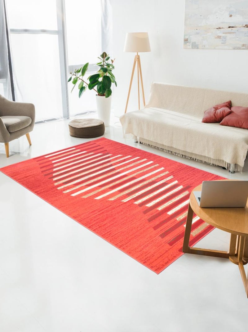 Tapis salon et chambre tissé motif géométrique AF1 LAHEL Rouge - Kiabi