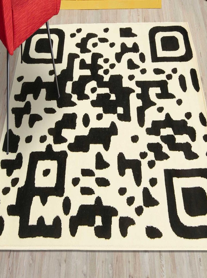 Tapis salon et chambre tissé motif géométrique AF1 QR Noir - Kiabi