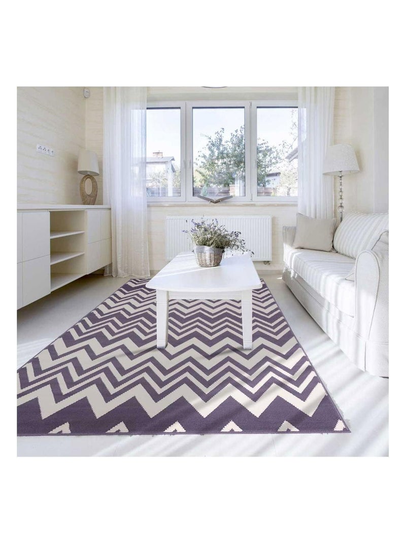 Tapis salon et chambre tissé motif géométrique AF1 VAGUES Gris - Kiabi