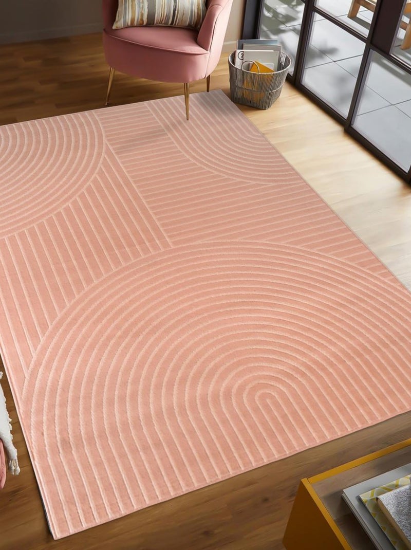 Tapis salon et chambre tissé motif géométrique AF2 ARCROL Rose - Kiabi