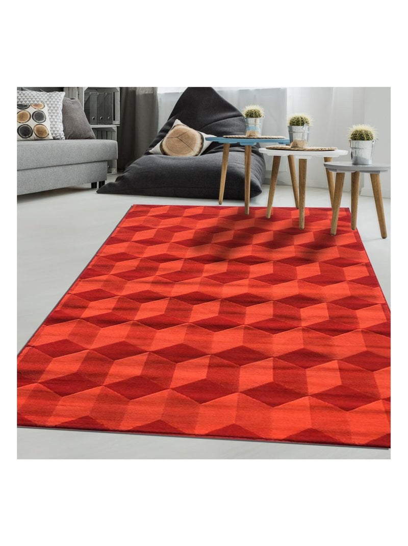 Tapis salon et chambre tissé motif géométrique AF2 BC CUBIKA Rouge - Kiabi