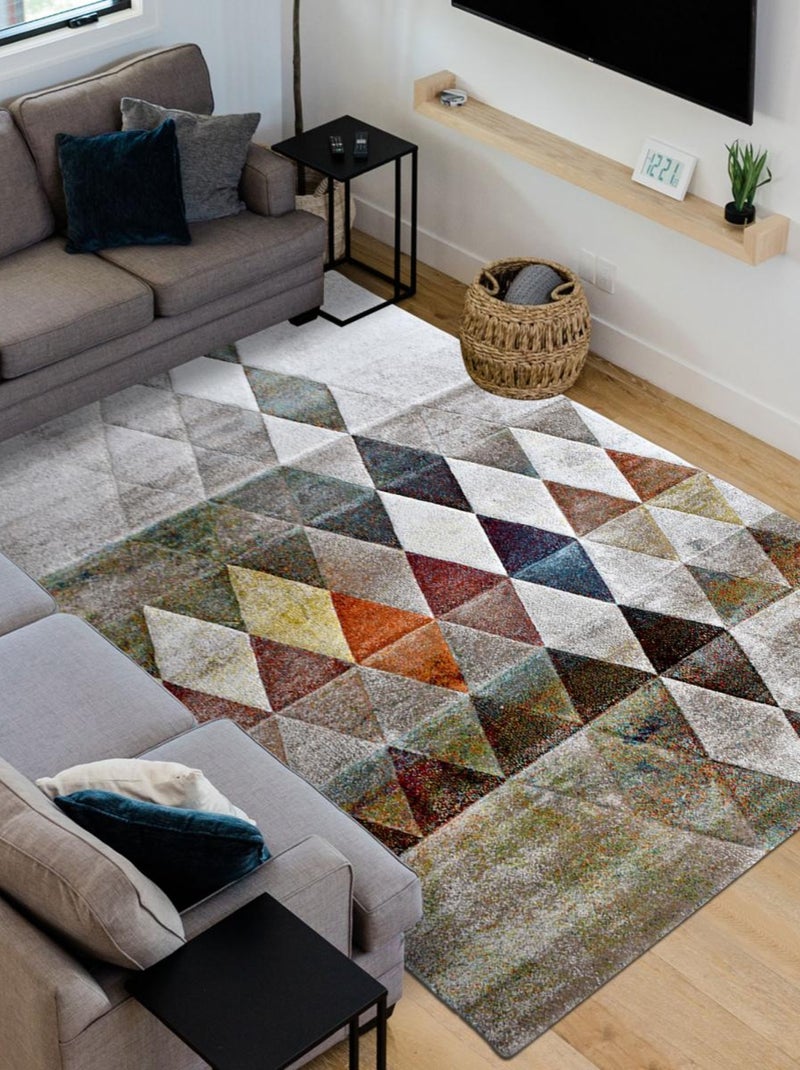 Tapis salon et chambre tissé motif géométrique BELO 19 Beige - Kiabi