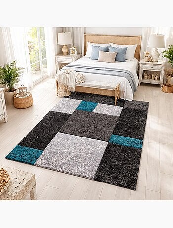Tapis salon et chambre tissé motif géométrique CARARELLE