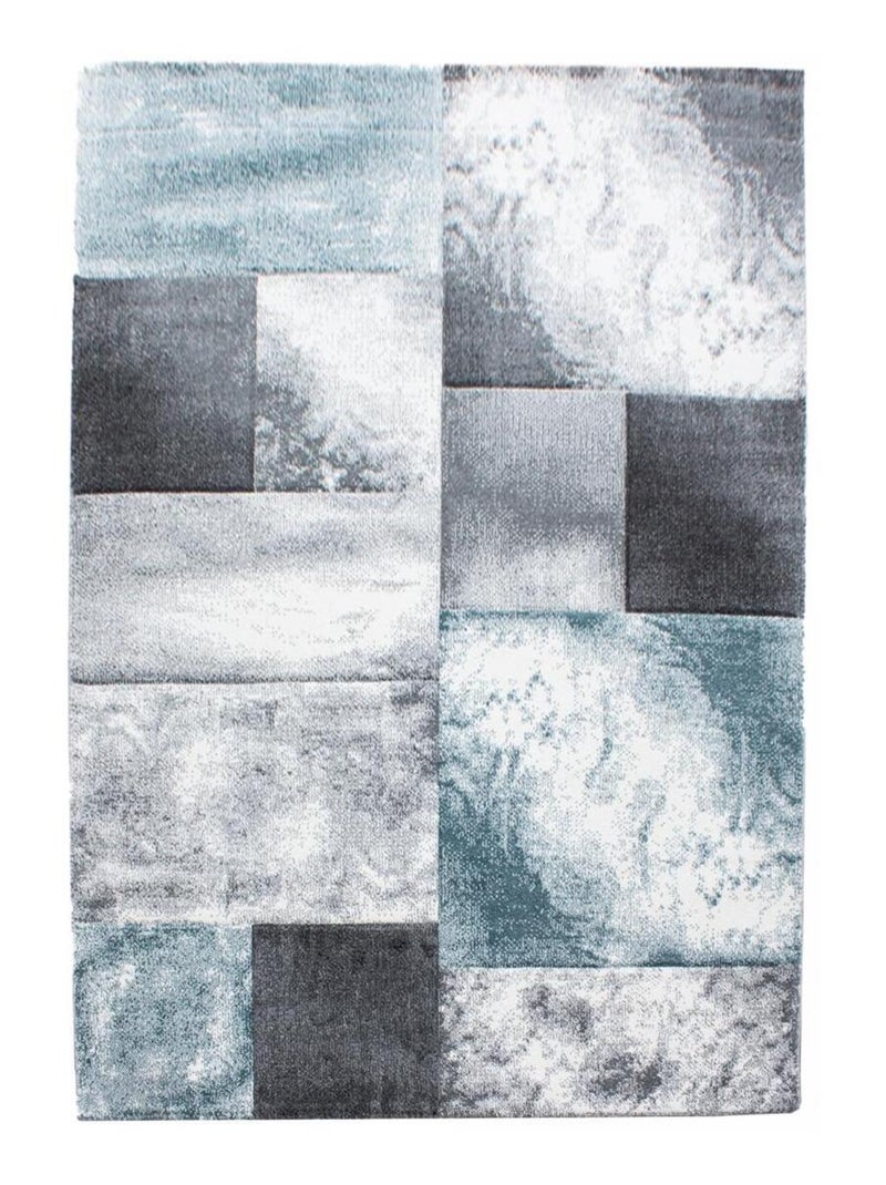 Tapis salon et chambre tissé motif géométrique CARARELLI Bleu - Kiabi