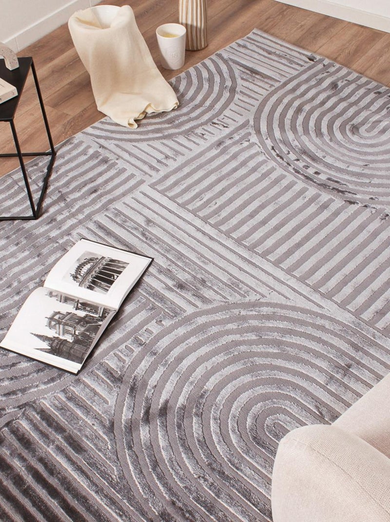 Tapis salon et chambre tissé motif géométrique CERABI Gris - Kiabi