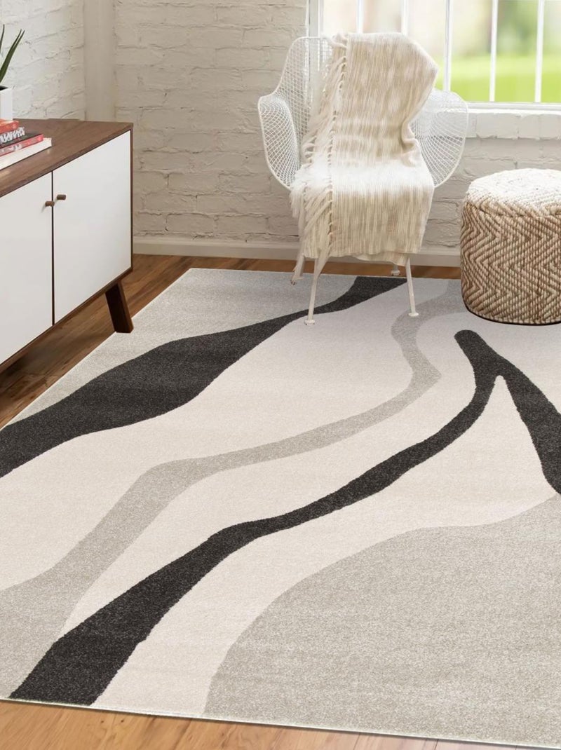 Tapis salon et chambre tissé motif géométrique CONTECOU Ecru - Kiabi