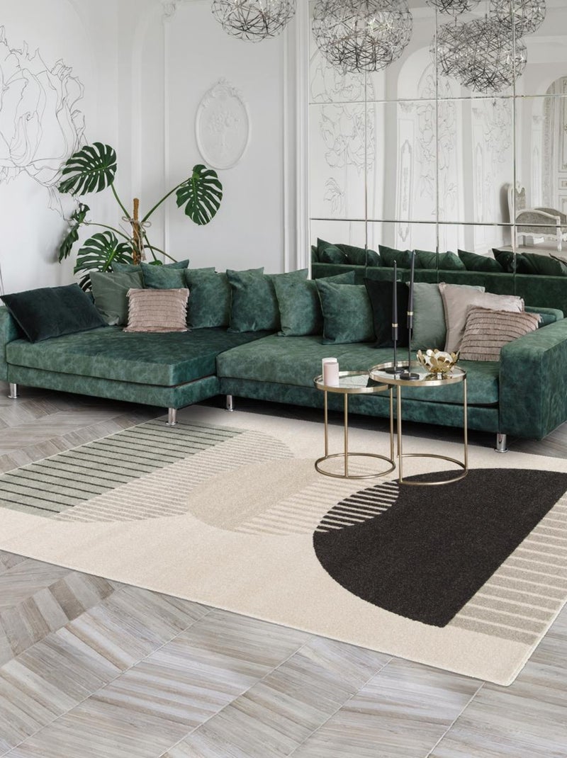 Tapis salon et chambre tissé motif géométrique CONTEDO Ecru - Kiabi