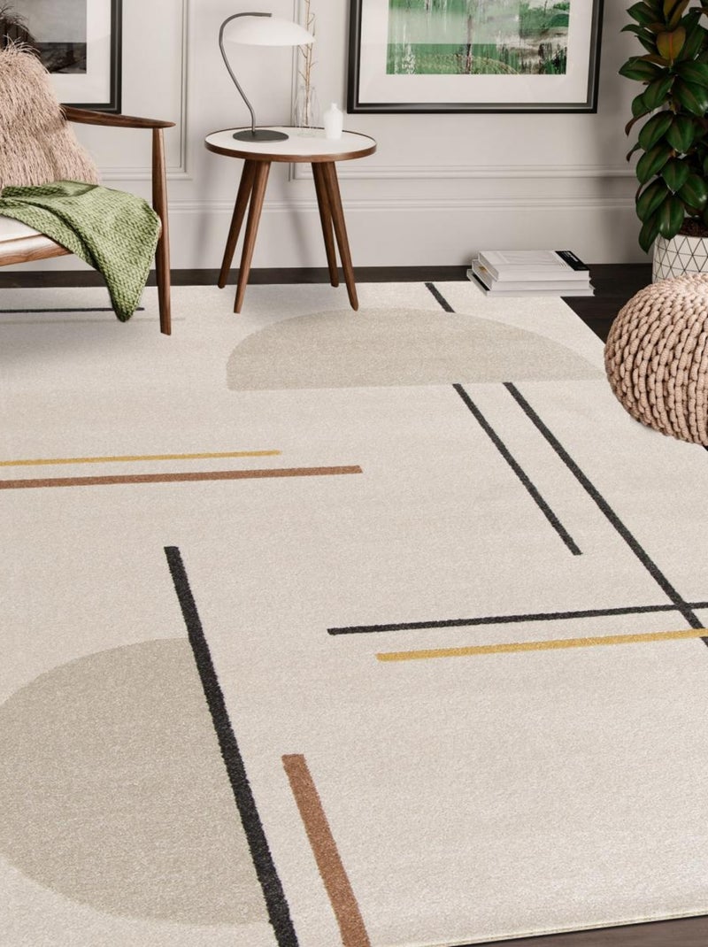 Tapis salon et chambre tissé motif géométrique CONTELUNE Beige - Kiabi
