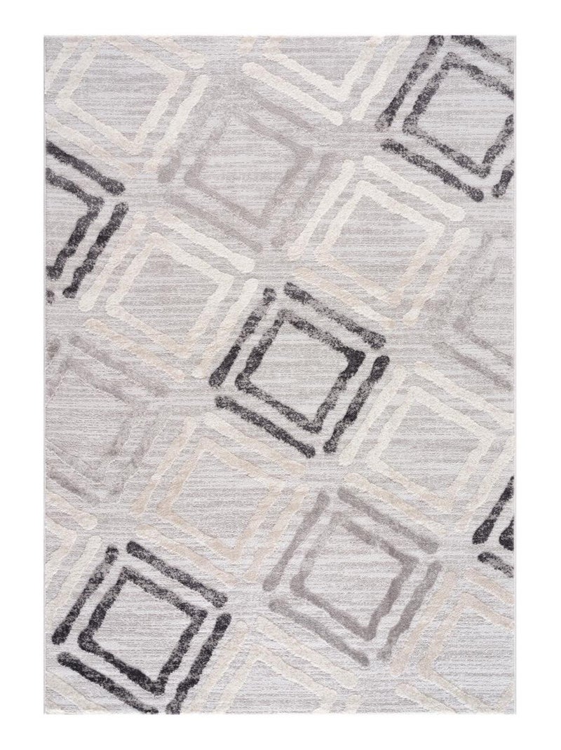 Tapis salon et chambre tissé motif géométrique DOUCA Gris - Kiabi