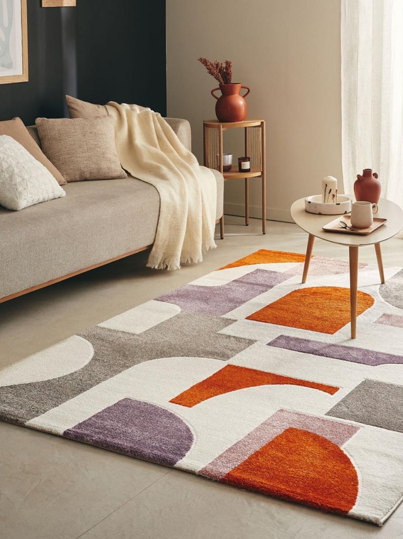 Tapis salon et chambre tissé motif géométrique ECHO 3 Multicolore - Kiabi