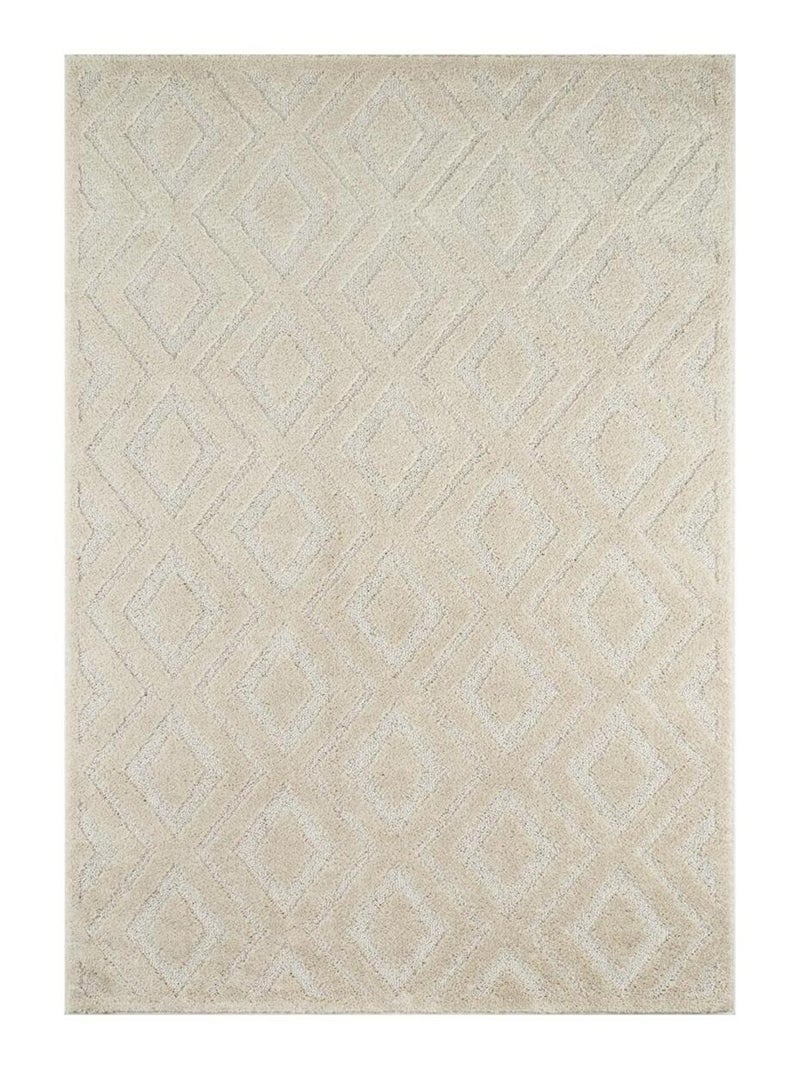 Tapis salon et chambre tissé motif géométrique ELEGANCE A Ecru - Kiabi