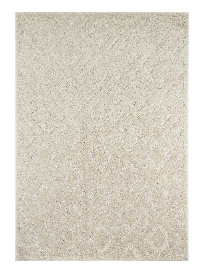Tapis salon et chambre tissé motif géométrique ELEGANCE A Ecru - Kiabi
