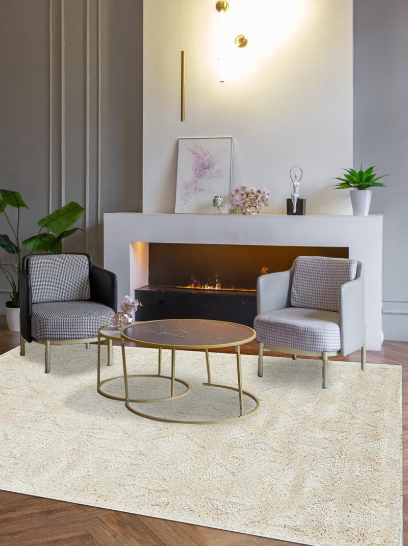 Tapis salon et chambre tissé motif géométrique ELEGANCE B Ecru - Kiabi