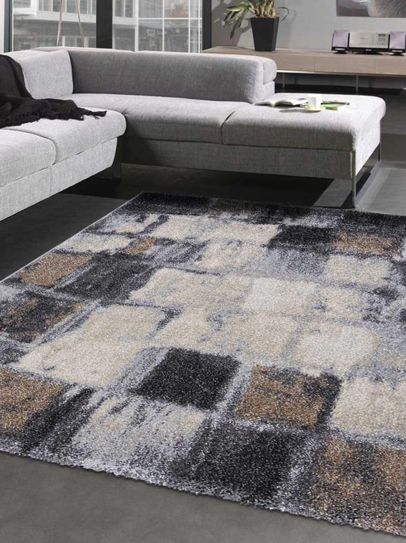 Tapis salon et chambre tissé motif géométrique ELEGANT 04 Gris - Kiabi