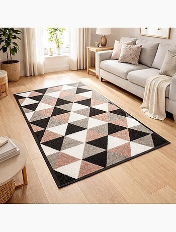 Tapis salon et chambre tissé motif géométrique KARCA