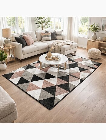 Tapis salon et chambre tissé motif géométrique KARCA
