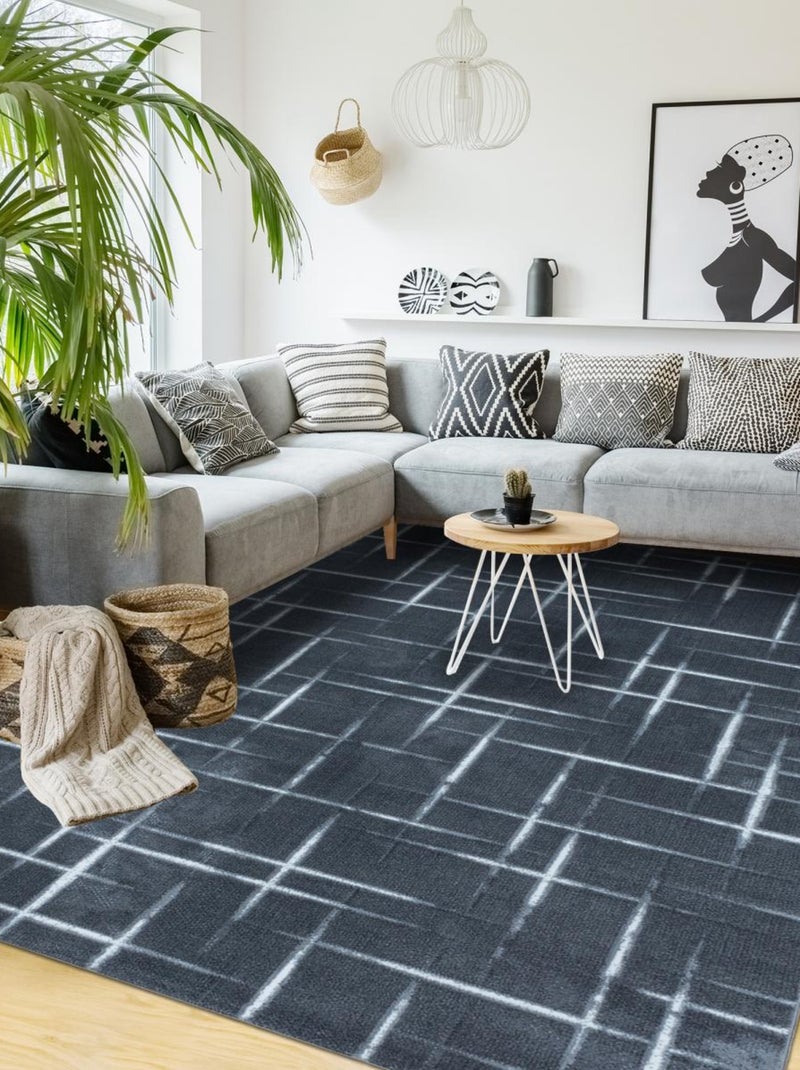 Tapis salon et chambre tissé motif géométrique LISOVE Gris - Kiabi
