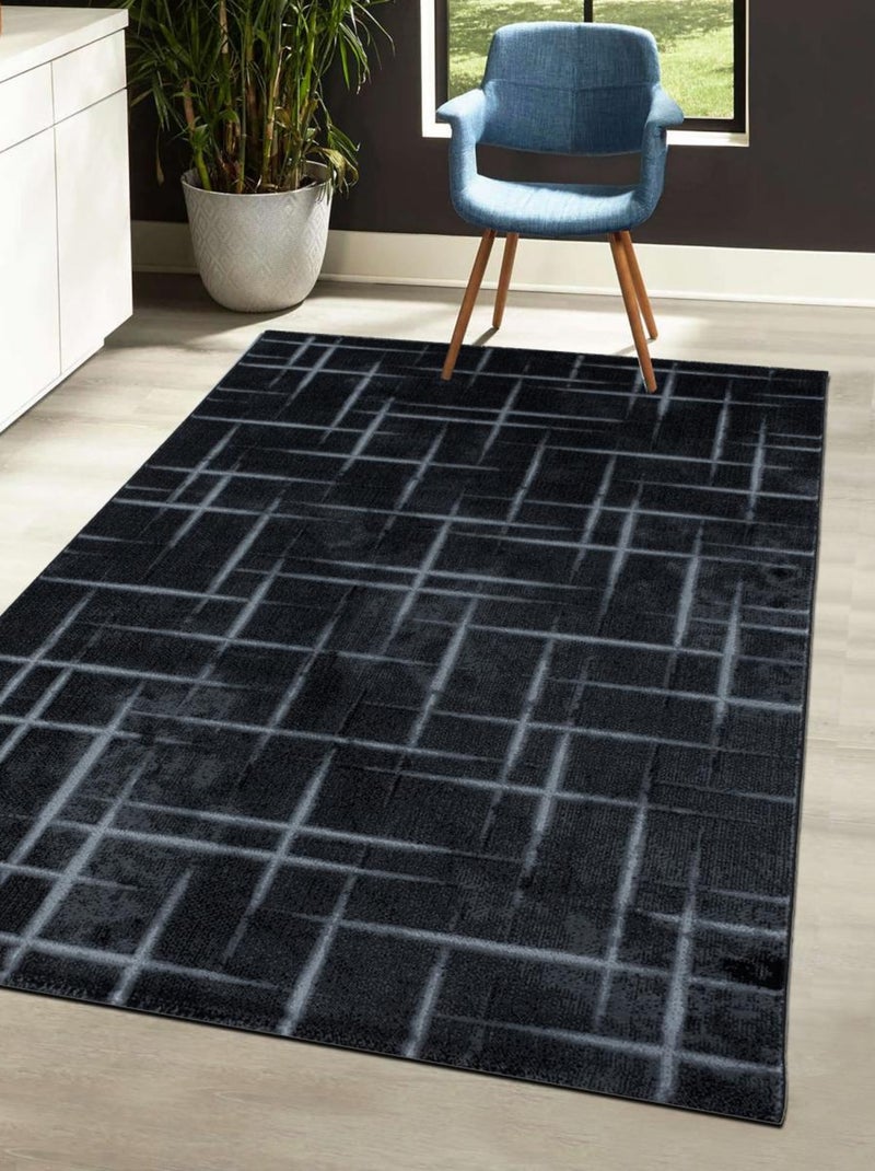 Tapis salon et chambre tissé motif géométrique LISOVE Noir - Kiabi