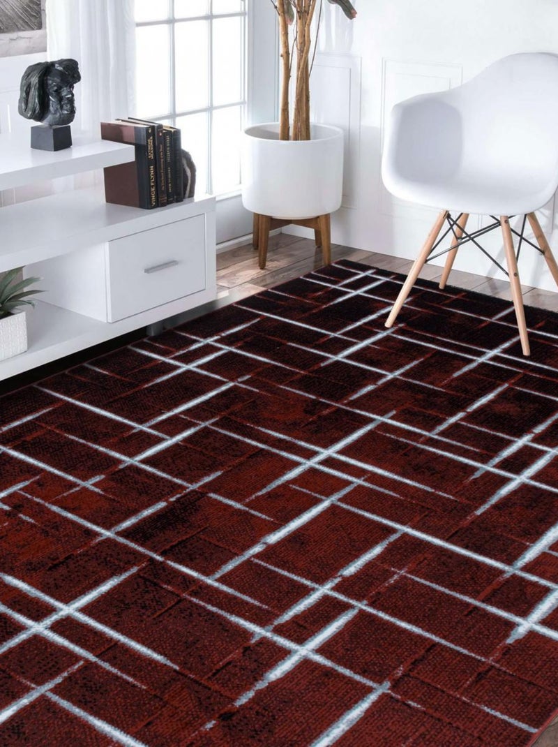 Tapis salon et chambre tissé motif géométrique LISOVE Rouge - Kiabi