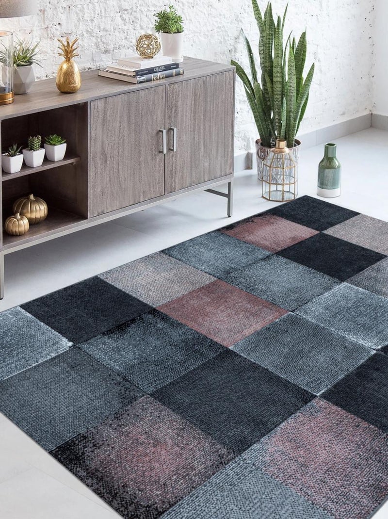 Tapis salon et chambre tissé motif géométrique LISYVE Rose - Kiabi