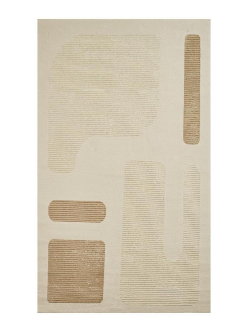 Tapis salon et chambre tissé motif géométrique LUNKIN 4 Beige - Kiabi