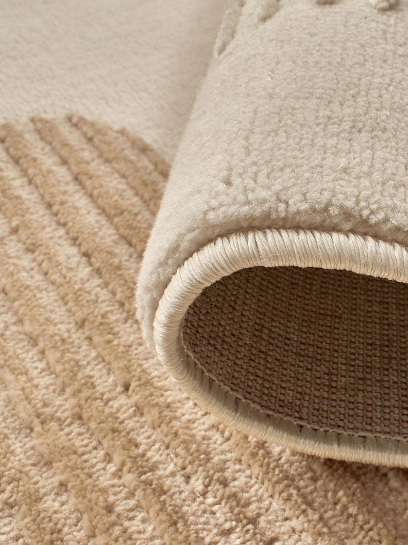 Tapis salon et chambre tissé motif géométrique LUNKIN 4 Beige - Kiabi