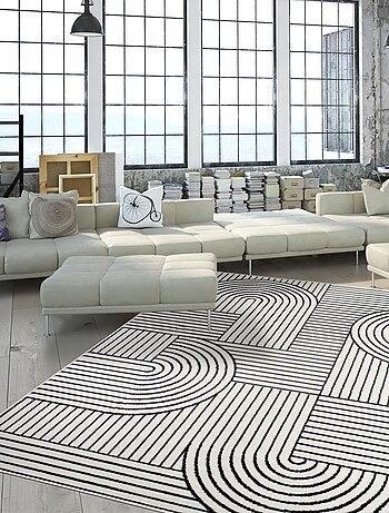 Tapis salon et chambre tissé motif géométrique LYN1 COURLI