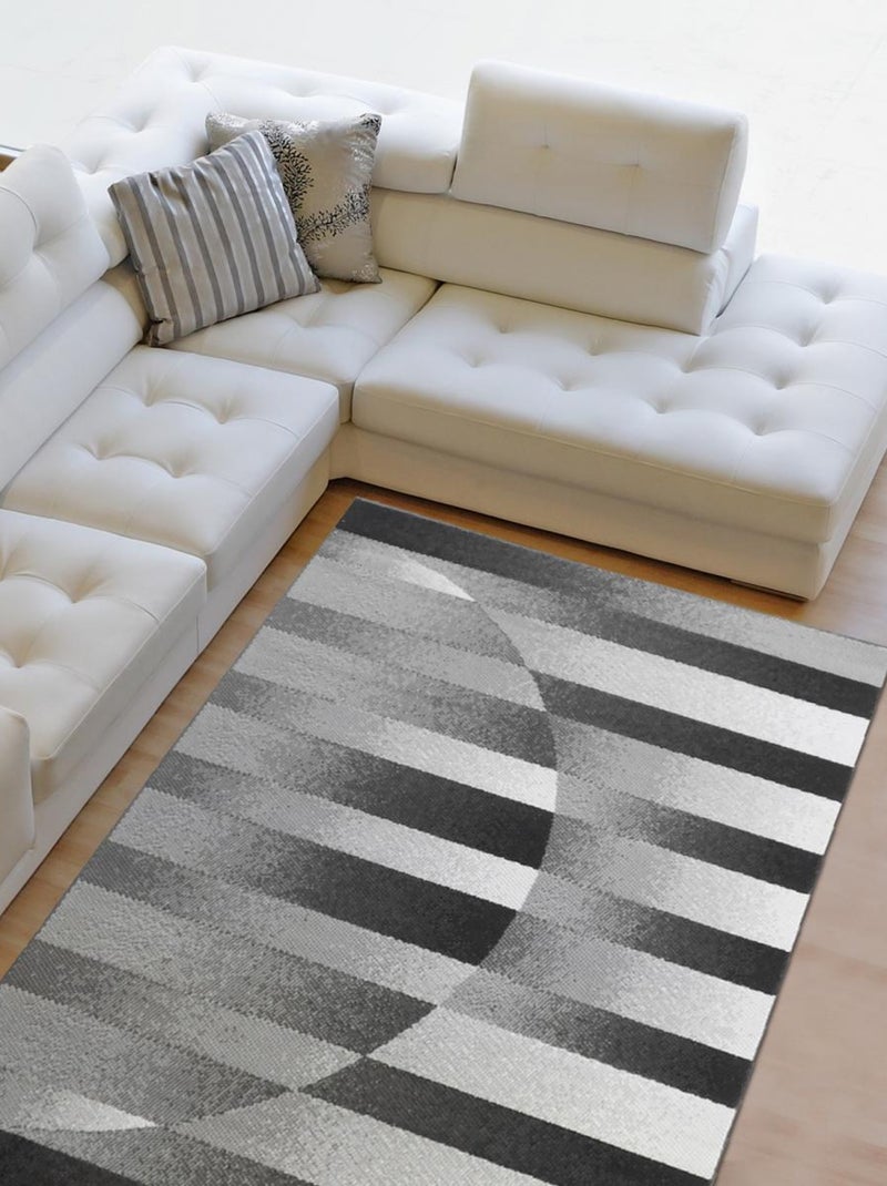 Tapis salon et chambre tissé motif géométrique LYN1 DIAPO Gris - Kiabi